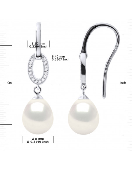 Boucles d’Oreilles Joaillerie Pendantes Perles Poires 8-9 mm - Plusieurs Coloris - Argent 925 - ROYAN