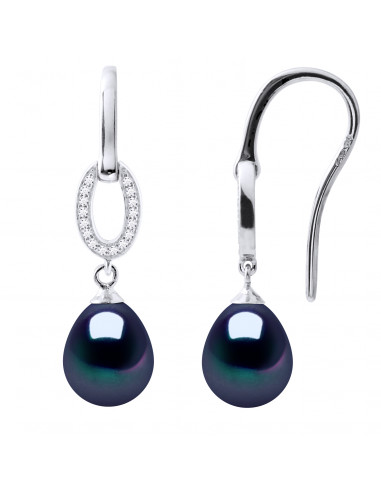 Boucles d’Oreilles Joaillerie Pendantes Perles Poires 8-9 mm - Plusieurs Coloris - Argent 925 - ROYAN