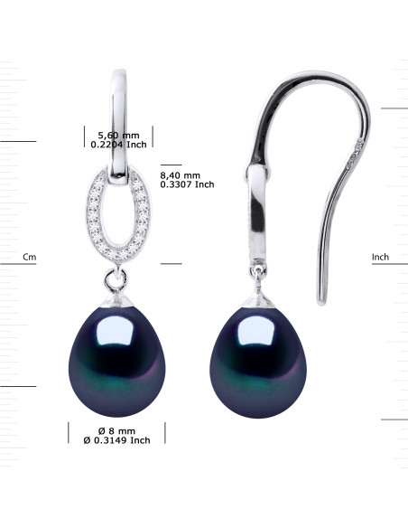 Boucles d’Oreilles Joaillerie Pendantes Perles Poires 8-9 mm - Plusieurs Coloris - Argent 925 - ROYAN