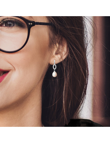 Boucles d’Oreilles Joaillerie Pendantes Perles Poires 8-9 mm - Plusieurs Coloris - Argent 925 - ROYAN