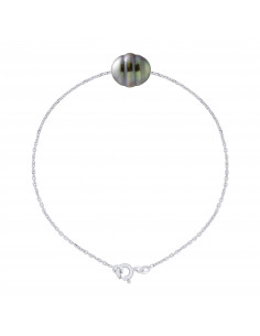 Bracelet Perle de Tahiti Cerclée 10-11 mm - Chaîne Forçat...