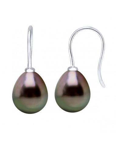 Boucles d'Oreilles Pendantes Perles de Tahiti Poires - Tailles de 8 à 12 mm - Système Crochet - Argent 925 -  NAMIKU