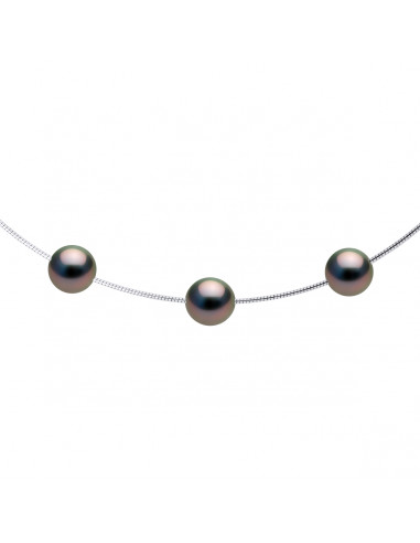 Colliers Oméga 3 Perles de Tahiti Rondes - Tailles de 9 à 12 mm - Argent 925 - FARAKAMA