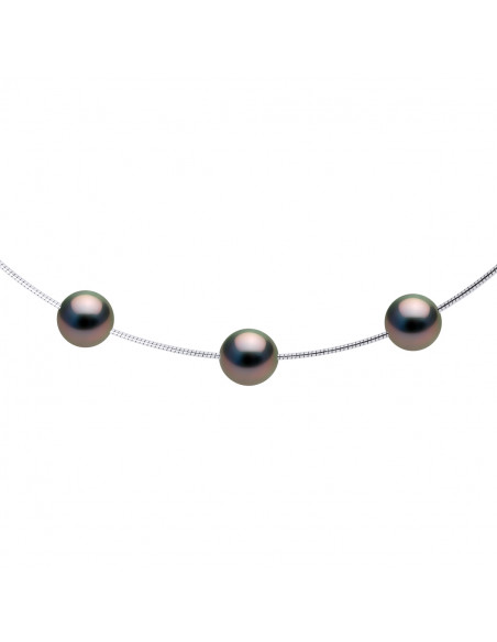Colliers Oméga 3 Perles de Tahiti Rondes - Tailles de 9 à 12 mm - Argent 925 - FARAKAMA