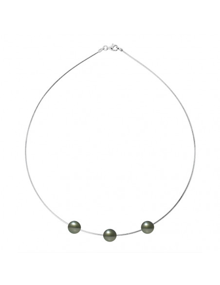 Colliers Oméga 3 Perles de Tahiti Rondes - Tailles de 9 à 12 mm - Argent 925 - FARAKAMA