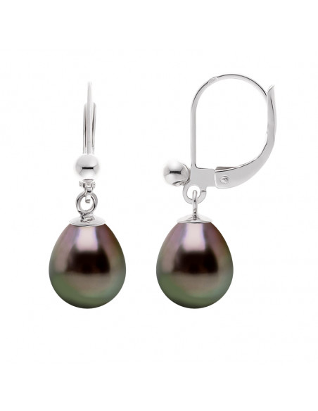 Boucles d'Oreilles Pendantes Perles de Tahiti Poires - Tailles de 8 à 11 mm - Système Brisures - Argent 925 - RAMATU