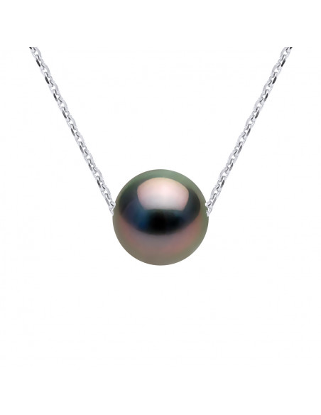 Colliers Perle de Tahiti Ronde Traversante - Tailles de 8 à 11 mm - Chaîne Forçat - Argent 925 - MOTANE