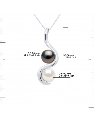 Necklace You & Me - 2 round beads Tahiti and...