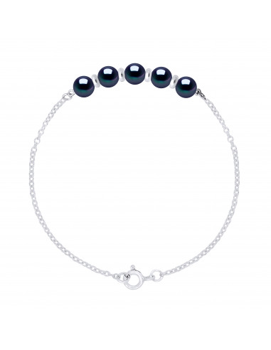 Bracelet Perles Rondes 5-6 mm - Chaîne Forçat - Argent 925 - PASSY