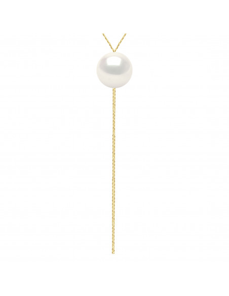 Collier Cravate Perle Ronde 11-12 mm - Chaîne Forçat - Or 750 - BREGANCOURT