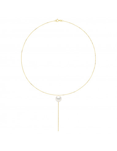 Collier Cravate Perle Ronde 11-12 mm - Chaîne...