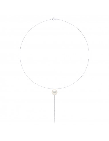 Collier Cravate Perle Ronde 11-12 mm - Chaîne...