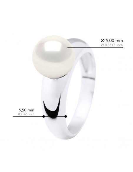 Bague Jonc Volume Perle Ronde 8-9 mm - Plusieurs Coloris - Argent 925 - AGDE