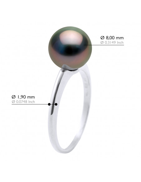 Bague Perle de Tahiti Ronde 8-9 mm - Argent 925 - HUATAMO