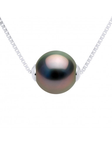 Colliers Perle de Tahiti Ronde Traversante - Tailles de 8 à 11 mm - Chaîne Vénitienne - Argent 925 - MOPANGA