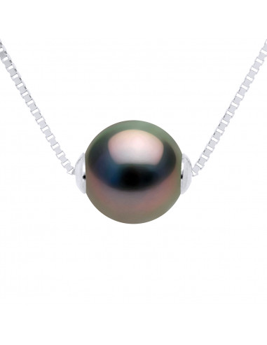 Colliers Perle de Tahiti Ronde Traversante -...