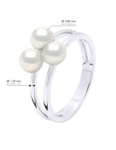 Trilogy ring 3 round beads 5-6 mm - 925 silver - La Motte Piquet