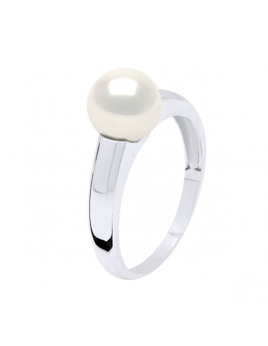 Bague Jonc Moderne Perle Ronde 8-9 mm - Plusieurs Coloris - Argent 925 - VILLENEUVE