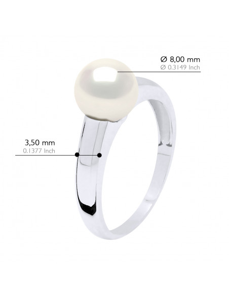 Bague Jonc Moderne Perle Ronde 8-9 mm - Plusieurs Coloris - Argent 925 - VILLENEUVE