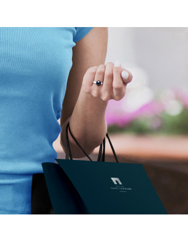 Bague Jonc Moderne Perle Ronde 8-9 mm -...