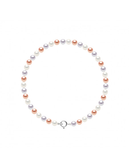 Bracelet Rang de Perles Semi-Rondes 4-5 mm - Fermoir Anneau Ressort - Argent 925 - ANNECY