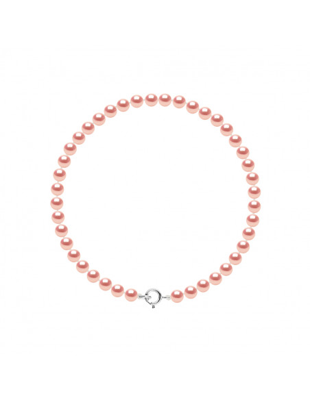 Bracelet Rang de Perles Semi-Rondes 4-5 mm - Fermoir Anneau Ressort - Argent 925 - ANNECY