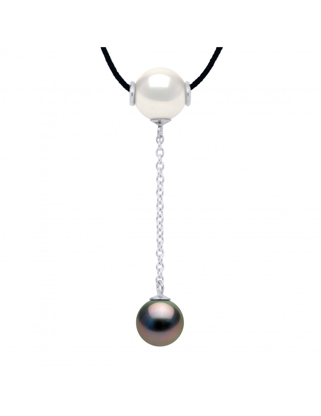 Collier 1 rang Perles de culture noires, Argent