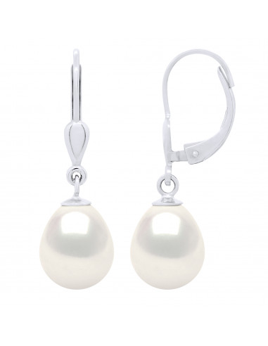 Boucles d'Oreilles Pendantes Perles Poires 9-10 mm - Système Brisures - Or 375 - VILLETTE