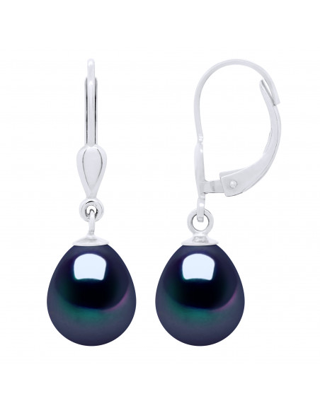 Pearl pear pears pear earrings 9-10 mm - BRISURES SYSTEM - OR 750 - DENFERT