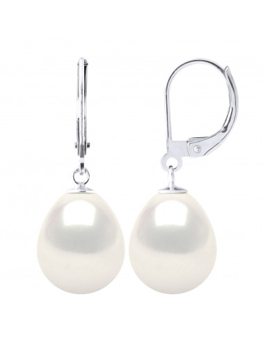 Pearl pear pears 11-12 mm earrings - BRISURES...