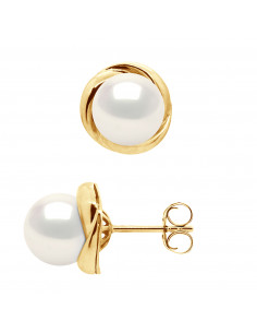 Round Beads Earrings 7-8 mm - Strollers System - Gold 750...