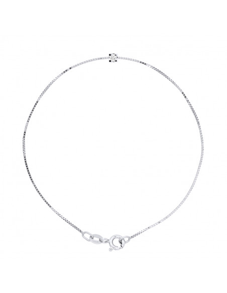 Bracelet Diamant 0.050 Cts Serti Griffe - Chaîne Vénitienne - Argent 925 - NAPOLI