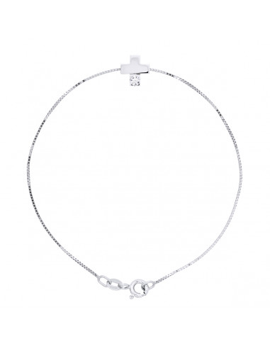 Bracelet Diamant 0.050 Cts Serti Croix - Chaîne...