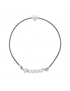 Bracelets Liens Cordons Diamants 0.030 Cts Serti Coeur -...