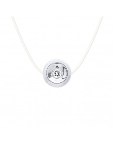Clear Nylon Necklace Diamond 0.030 CTS Serti Clos -...