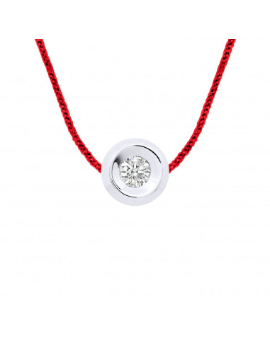 Collier Lien Cordon Diamant 0.050 Cts Serti...