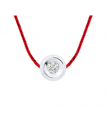 Collier Lien Cordon Diamant 0.050 Cts Serti Clos - Argent 925 - ALBENGA