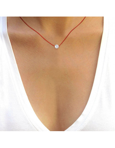 Collier Lien Cordon Diamant 0.050 Cts Serti...