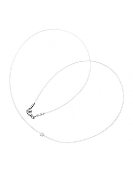 Collier Nylon Transparent Diamant 0.050 Cts Serti Griffe - Argent 925 - BEJAIA