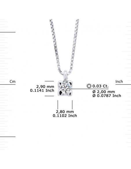 Diamond Solitary Necklaces - size from 0.030 to 0.15 carats - Venetian Chain - Silver 925 - Maravillosa