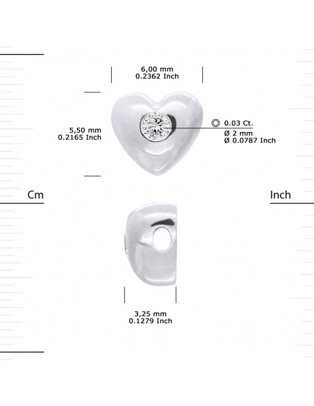 Bracelet Nylon Transparent Diamant 0.030 Cts Serti Coeur - Argent 925 - BILBAO