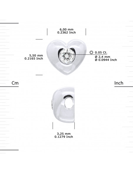 Bracelets Liens Cordons Diamants 0.050 Cts Serti Coeur - Argent 925 - PORTOFINO