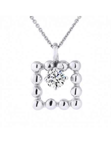 Collier Solitaire Diamant 0.050 Cts - Chaîne Vénitienne - Argent 925 - PORTO CERVO