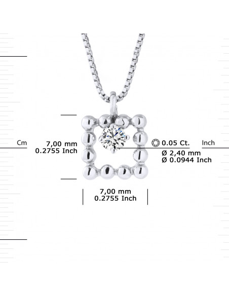 Collier Solitaire Diamant 0.050 Cts - Chaîne Vénitienne - Argent 925 - PORTO CERVO