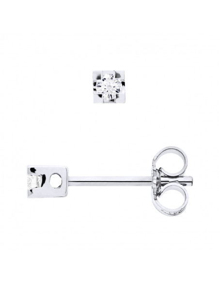 Boucles d'Oreilles Solitaires Diamants - Tailles de 0.060 à 0.10 Cts - Argent 925 - MARAVILLOSA