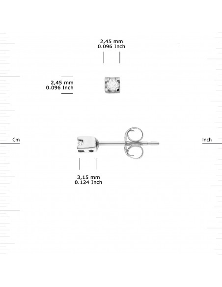 Boucles d'Oreilles Solitaires Diamants - Tailles de 0.060 à 0.10 Cts - Argent 925 - MARAVILLOSA