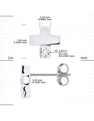 Boucles d'Oreilles Solitaires Croix Diamants -...