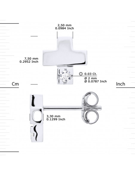 Cross Diamond Cross Earrings - 0.060 CTS - Silver 925 - Roma