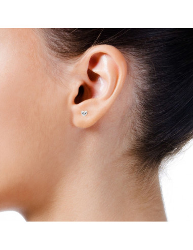 Boucles d'Oreilles Solitaires Coeur Diamants -...