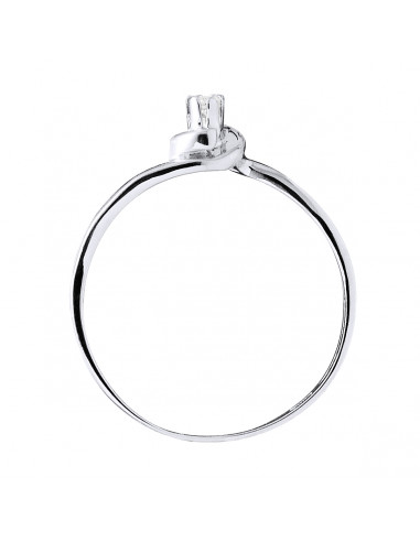 Bague Solitaire Diamant 0.040 Cts - Argent 925...